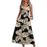 WIHOLL Summer Dresses for Women Flowy Casual Midi Dress Beach Vacation Sundresses with Pockets