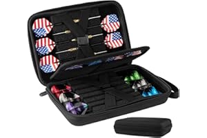 Darts Case Holds 12 Darts & Accessories EVA Holder with Mesh Pocket Zipper Closure Cases for Steel and Soft Tips with Inner F