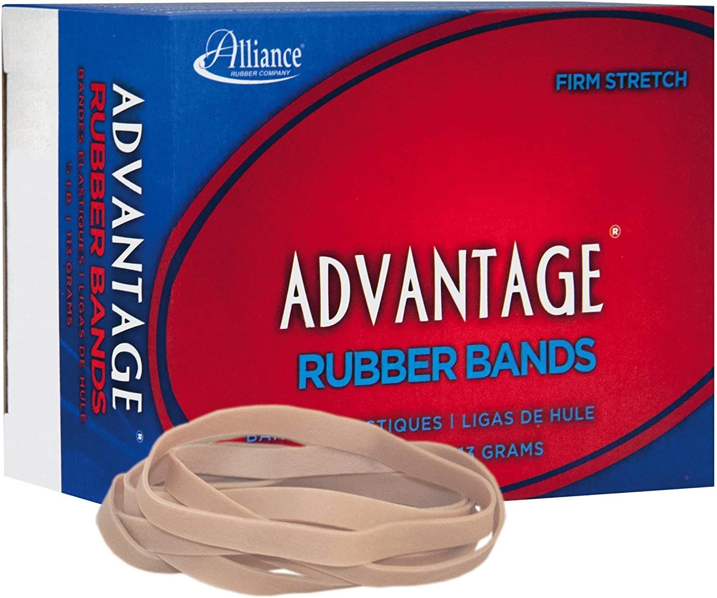 Alliance Rubber 26649 Advantage Rubber Bands Size #64, 1/4 lb Box Contains Approx. 80 Bands (3 1/2" x 1/4", Natural Crepe)