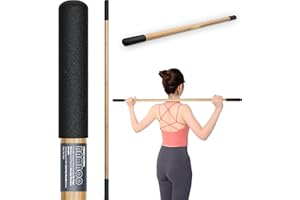TAIKULA Bamboo Stretch Yoga Stick, 5ft/149 cm, Flexibility Stick for Physical Therapy, Premium Yoga Dowel with Super Sturdy Rubber Handle Ends, Exercise Bar for Posture Corrector