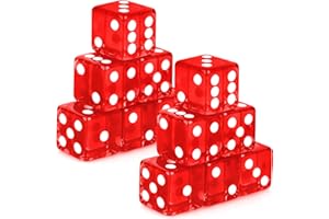 Abilat 12 Pieces 19mm Casino Dice Set Acrylic 6 Sided Game Dices Translucent Square Corner Dice for Casino Vegas Theme Birthday Party Supplies Board Games Table Games (Red)