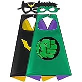 Mizzuco Superhero Capes for Kids Cloak with Mask Halloween Costumes and Party Dress up 2PCS