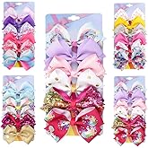 [6Pack/Set] 4.7 Inch Sparkle Mermaid Rainbow Colorful Hair Bows Clips Grosgrain Ribbon Alligator Accessories (Model-5)