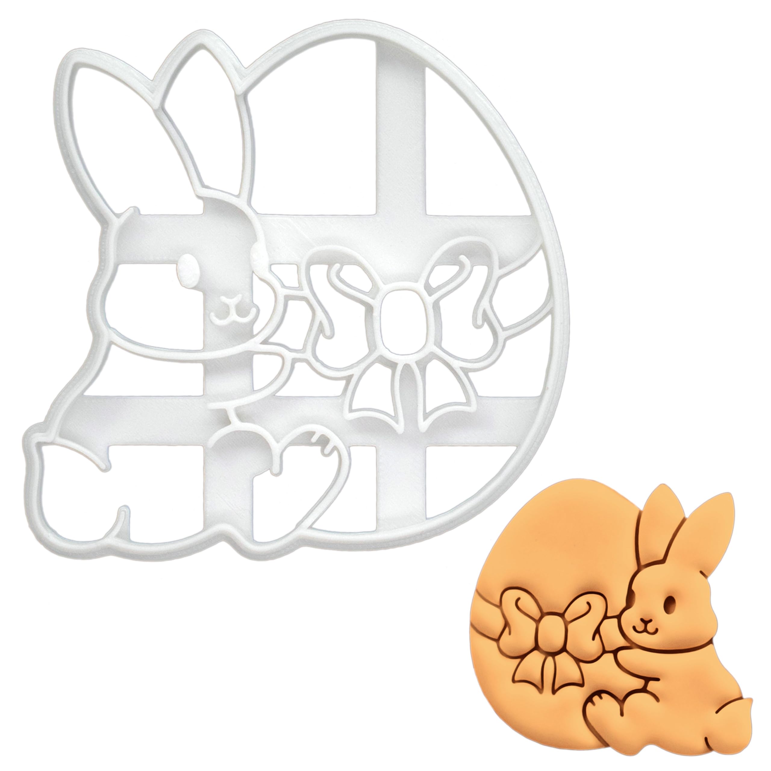 BAKERLOGY Bunny with Easter Egg Cookie Cutter - Detailed Biscuit Cutter Design for Baking and Crafts, Ideal on Fondant, Dough, Clay