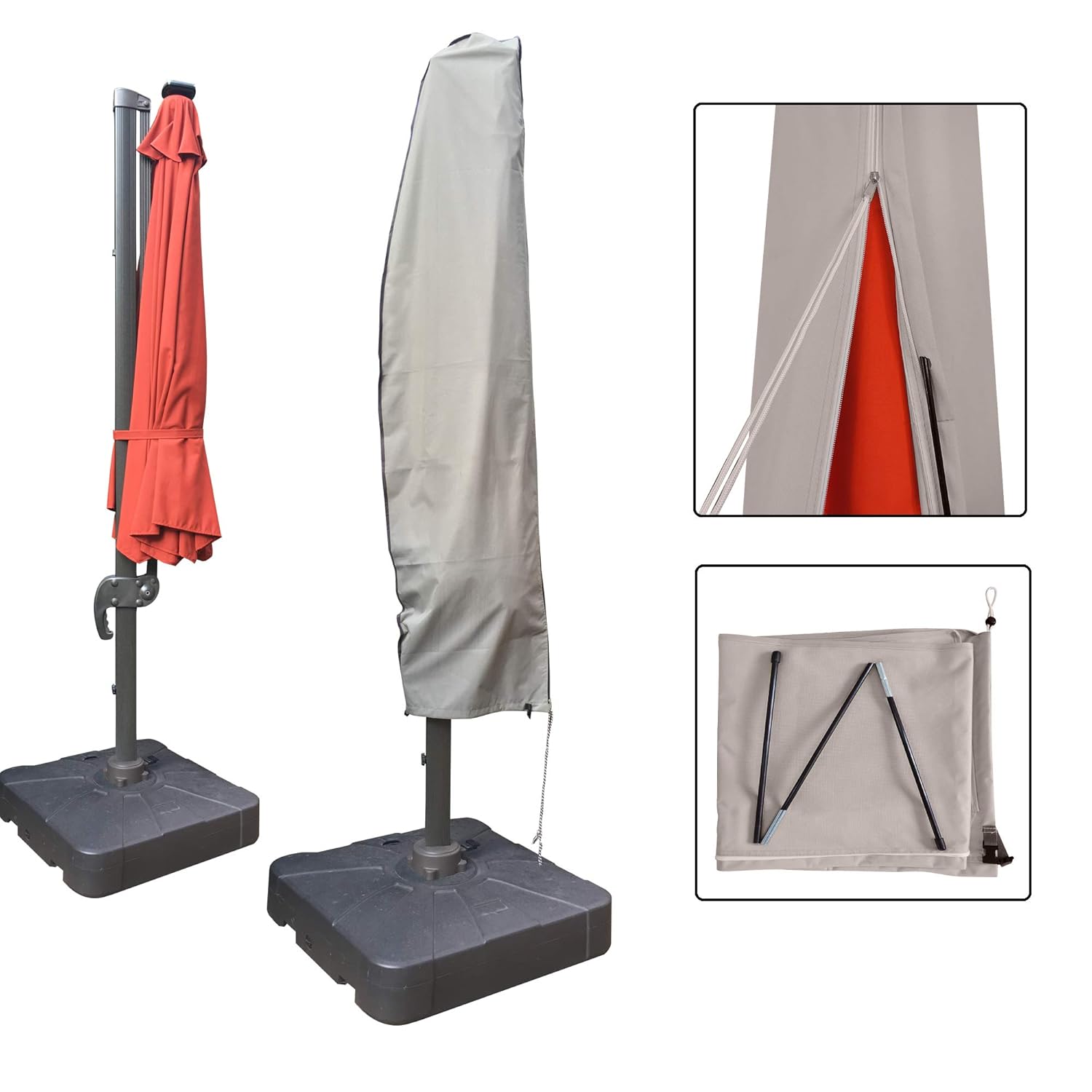 Aok Garden Outdoor Offset Patio Umbrella Covers Waterproof For 8 To 11 Ft Umbrella Grey Oxford Fabric Garden Outdoor Agilinternationale Org