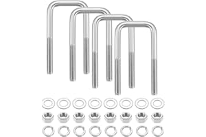 uxcell U Bolts, 8 Set 2-1/16" x 4-3/4" - 304 Stainless Steel Square U Bolt with Washers and Nuts, Heavy Duty U-Bolts for Boat