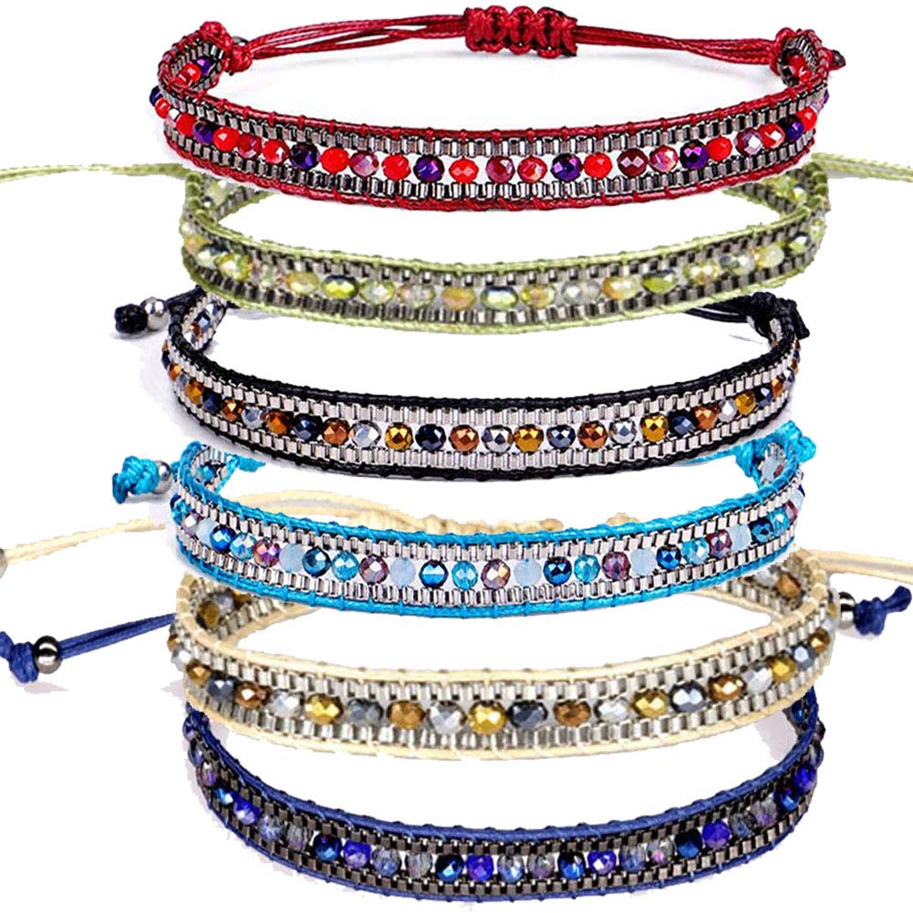 Carykon Pack of 6 Boho Rope Bead Friendship Bracelets for Women Teen Girls