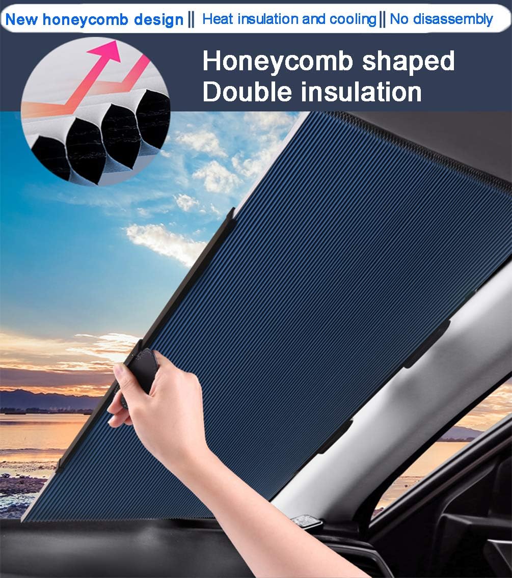 Retractable Windshield Sun Shade for Car, Cordless Cellular