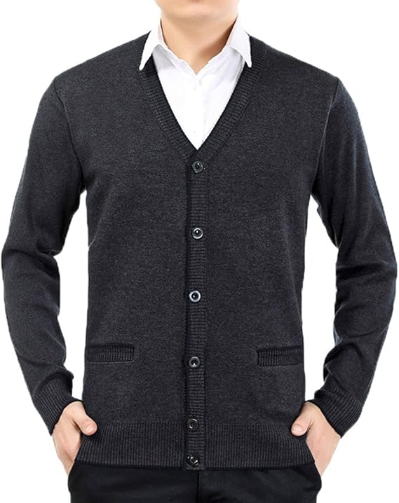 Amazon カーディガン メンズ ビジネス 春 秋 おおきいサイズ ニット Vネック 長袖 スリム カジュアル シンプル 無地 ブラック グレー ワインレッド ｍー3ｘｌ カーディガン 通販