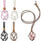4 Pcs Crystal Necklace Holder Cage, Adjustable Empty Stone Holder Necklace Quartz Crystal Stone Cage Cord Hand-Woven Cord Replacement for DIY Jewelry Craft Bracelet 4 Colors