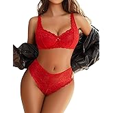 Avidlove Women's Lingerie Set Lace Bra and Panty Sets 2 Piece Lace Babydoll Outfits