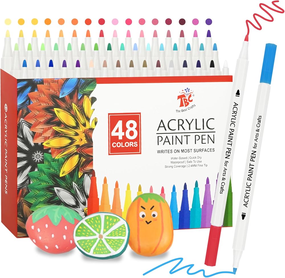TBC The Best Crafts 48 Color Acrylic Paint Pens Waterproof Non-Toxic Craft
