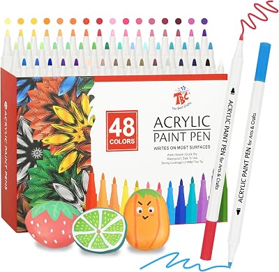 TBC The Best Crafts 48 Color Acrylic Paint Pens Waterproof Non-Toxic Craft