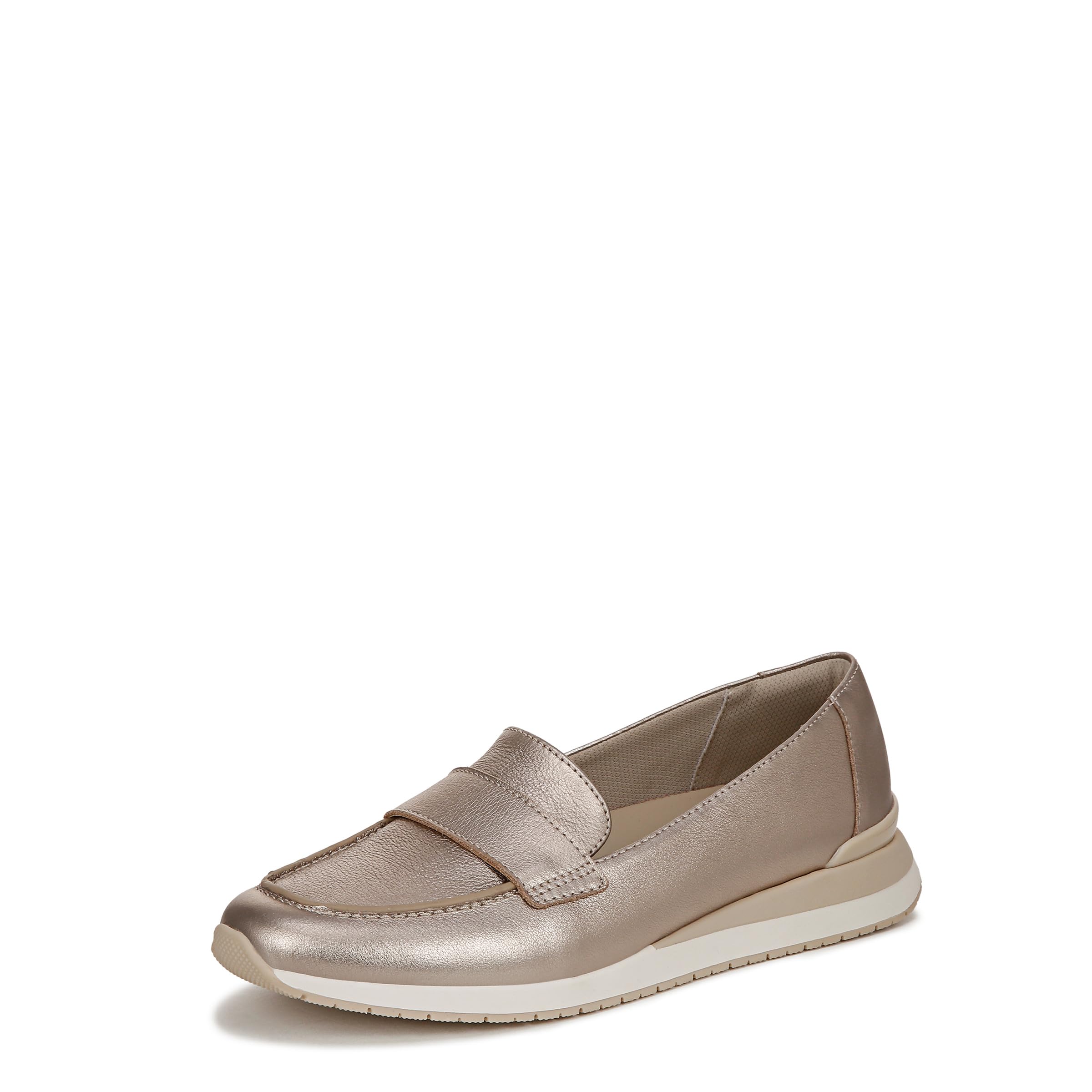 Naturalizer Womens Lucy Loafer Flat Warm Silver Leather 7 W