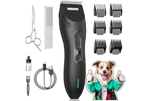 AIBORS Dog Clippers for Grooming, 2200mAh Dog Shaver Clippers Kit Low Noise, Rechargeable Cordless Electric Trimmer Quiet Hair Clippers Set for Dogs Cats Pets