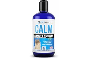 PLANOPAWS Cat Anxiety Relief 90 Day Supply - Faster Absorption Than Cat Calming Treats - Cat Calming Products for All Ages - Liquid Calming Cat Treats for Sleep Aid - 8 Ingredient Blend + Cat Melatonin