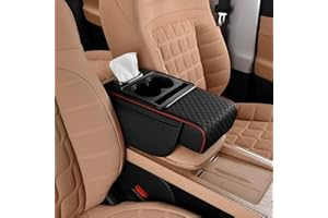 Multifunctional Pu Leather Car Armrest Box Mat, 5-in-1 Waterproof Car Armrest Organizer, Car Armrest Cushion Heightening Pad 