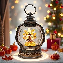 Fall Snow Globe Lantern - Thanksgiving Glittering