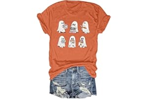 USCHARM Shirts for Womens Fall Fashion 2024 Tops Trendy Casual Shorts Sleeve Letter Graphic Tees Funny Quotes Shirt Blouses