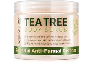 Tea Tree Body Scrub Exfoliating: Extra Strength Pre-Body Wash for Athlete’s Foot, Jock Itch & Ringworm - Deep Cleansing Scrub