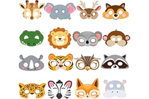 Safari Birthday Party Decorations, 16 Pcs Jungle Animal Party Masks Set, Safari Animal Face Mask Jungle Party Favor Fillers