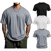 Huukeay 3 Pack Men's Big & Tall Short Sleeve Shirts, Plus Size Crew Neck Tees Basic Moisture Wicking Summer Solid Tops