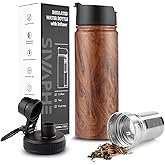Sivaphe Tea Infuser Bottle With Removable Loose Leaf Tea Strainer, 18/8 Stainless Steel Insulated Travel Tumbler Festival Gift(Wood Grain)