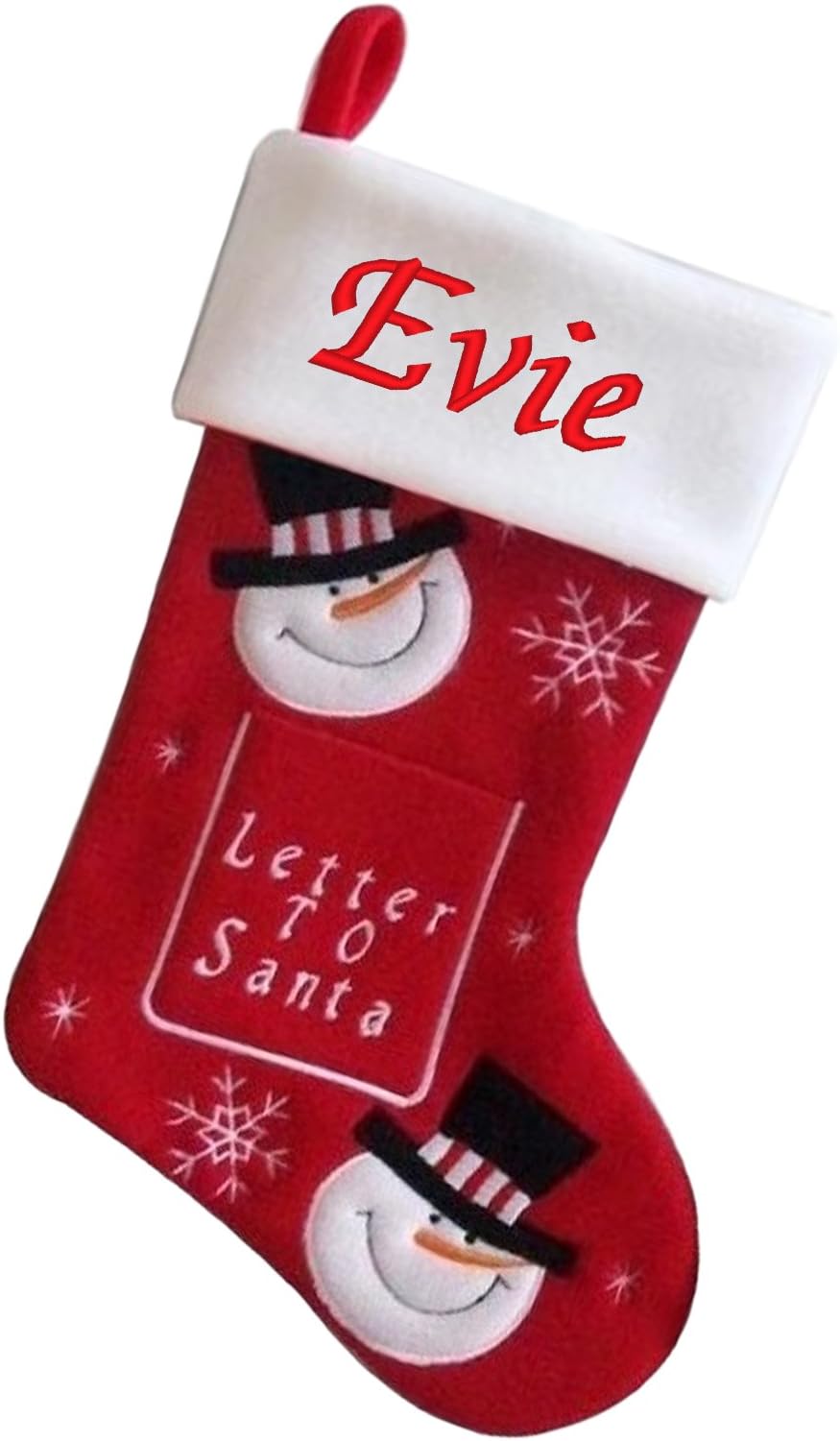 D3 Luxury Deluxe Personalised Embroidered Christmas Letter 2 Santa Xmas Stocking (Snowman)
