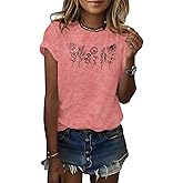 GLIGLITTR Women's Floral Tee Wildflower Graphic T Shirt Summer Flower Casual Loose Top Crew Neck Short Sleeve Shirts Tees