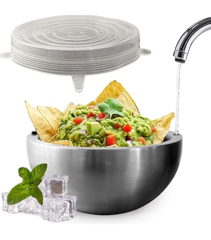 Handige Co. Dip Chiller Bowl met deksel, 20 oz 2-pack, gekoelde dipkommen voor feesten, koude dipkom-gekoelde serveerschaal voor feesten, saladebarcontainers, kruidendienblad