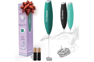 Elementi Matcha Whisk for Your Matcha Kit (Batteries Included) - Matcha Mixer & Matcha Whisk Set - Drink Mixer for Protein Shakes - Matcha Wand - Hand Frother Mixer & Electric Whisk Frother (Emerald)