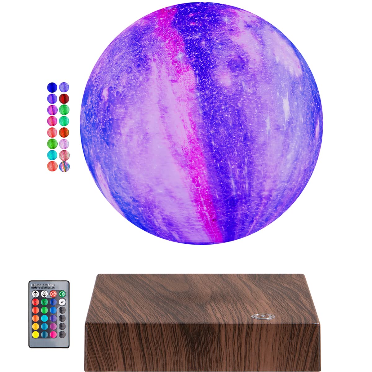 UVEHAS Magnetic Floating Moon Lamp - 3D Printing Galaxy Moon Lamp, 16 Colors LED, Levitating, Modern Home Decor Night Light