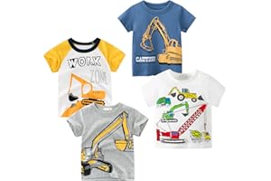 DEEKEY Toddler Boys Shirts Short-Sleeve Little Kids t Shirts Boys' Tops, Tees & Shirts Graphic TEE Age for 2-7 Years 4-Pack