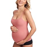 MOMANDA Inbarely Maternity Tank Top for Woman Square Neck Camisole with Built in Bra Sleeveless Pregnancy Basic Yoga Tops