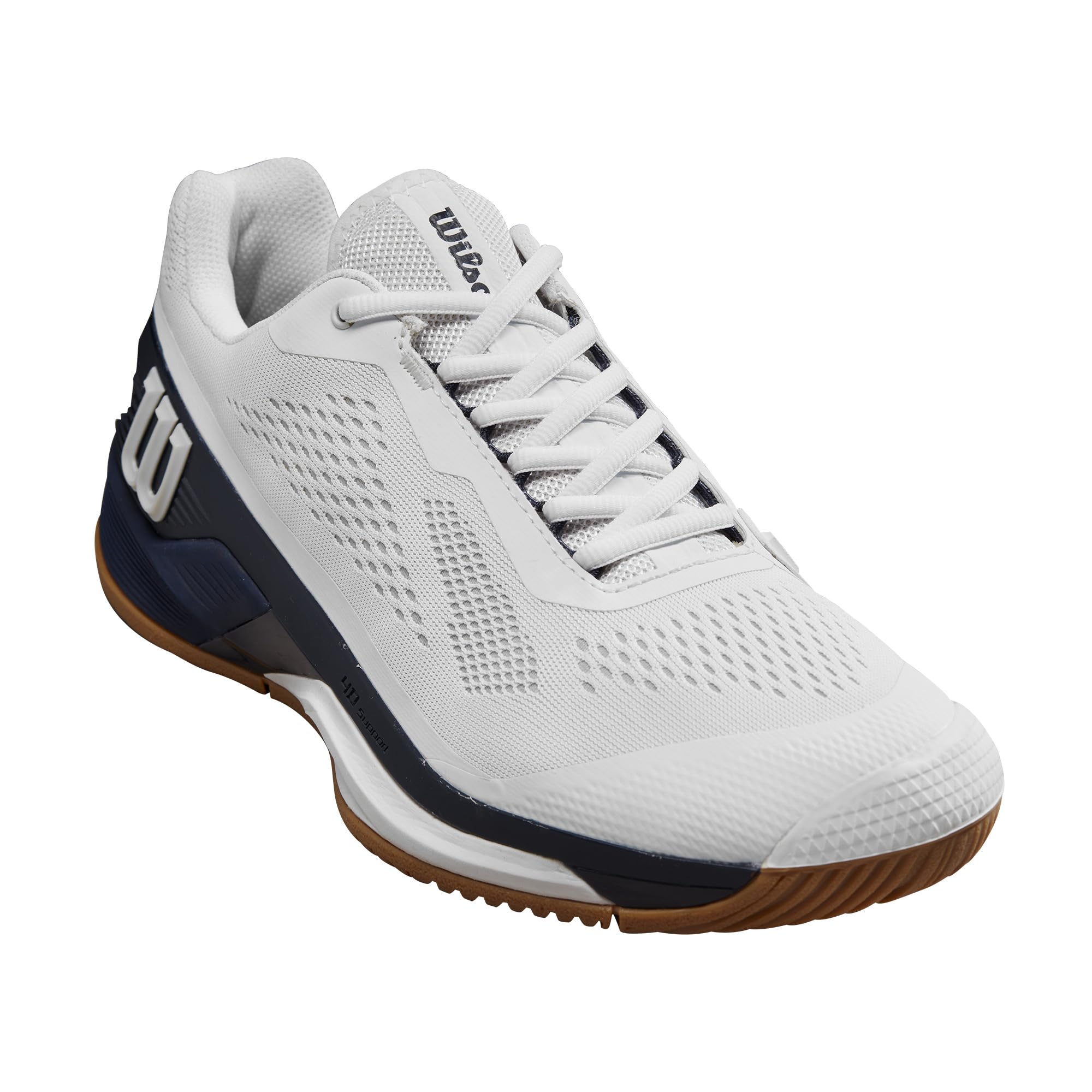 WILSON Men’s Rush Pro 4.0 Sneaker, White/Navy Blazer/Tan, 7