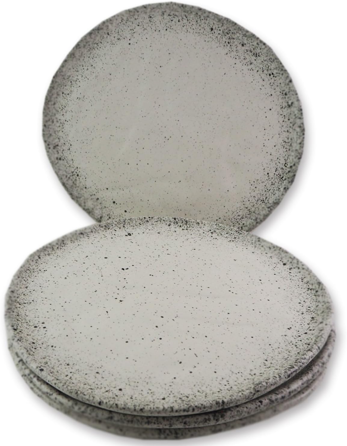 roro White speckled Ceramic Stoneware Dinner Plate Set of 4, 11" Hand-thrown