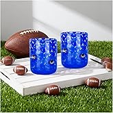 2026 Superbowl Party Supplies,Football Icon Juice Glasses - 2 Pcs Icon Glass Cups, Football Parties and Tailgate Events,Football Accessories Birthday Valentine'S Day Giftsa (Blue,Football Icon)