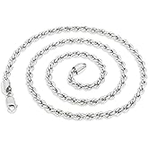 Waitsoul 925 Sterling Silver Rope Chain Lobster Clasp 2.5mm Silver Chain for Men Women Silver Necklace Chain 16-30 Inches