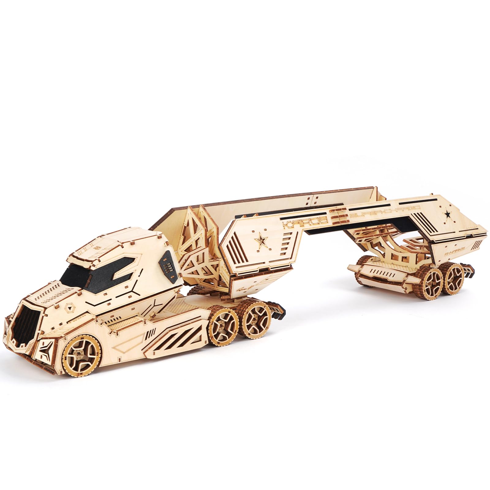 Hallisun 3D Wooden Puzzle for Adults, Wood Red Wine Rack Truck Mechanical Model Kit, Vehicle Model Building with Wine Rack, Vintage Construction Craft Set, DIY Christmas Birthday Gifts, 287 PCS — image 1