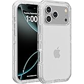 Newhalper Shockproof Case Designed for iPhone 17 Pro Max Heavy Duty Military Grade Protection Rugged Full Body Translucence Phone Cover for iPhone 17 ProMax 6.9 inch,Clear White