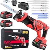 Cordless Reciprocating Saw 21V Brushless Motor with 2x4.0Ah Batteries, 3500 SPM High-Speed Cutting, 8 Premium Blades for Wood, Metal, PVC Pipe, Lightweight &amp; Professional Power Tool