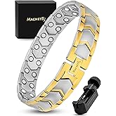 MagnetRX® Ultra Strength Magnetic Bracelet – Effective Stainless Steel Metal Bracelets for Men – Adjustable Length with Sizing Tool for Perfect Fit (Silver & Gold)