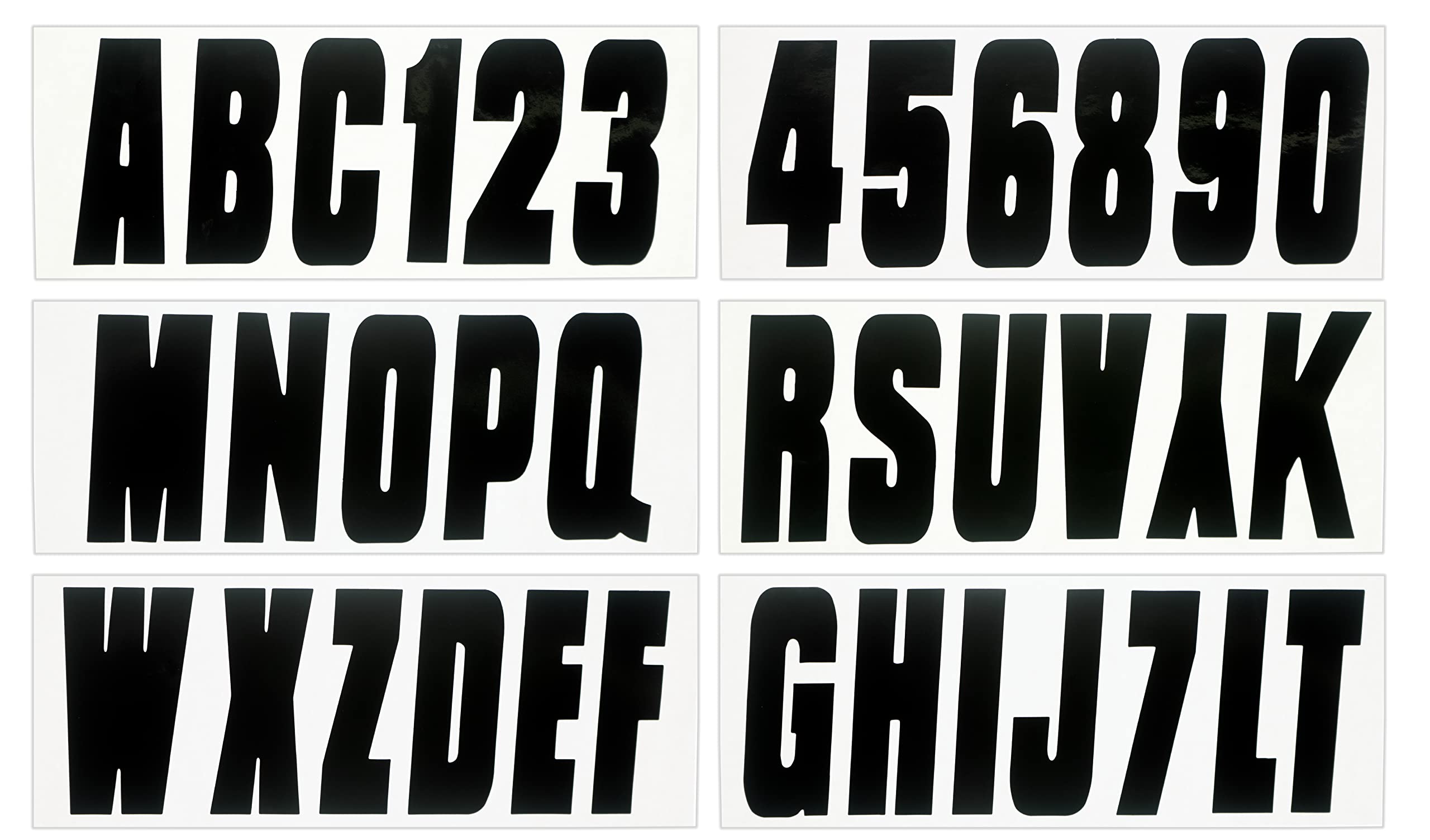 Hardline Products USA Series 350 Boat Lettering & Registration Decal Kit – Solid Black, 3-Inch –Fuel Resistant Marine Vinyl – Fits Boats, PWC, Pontoons – 146 Piece Set -BLK350EC