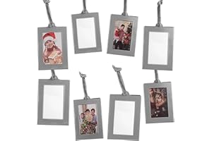 Klikel Picture Frames Ornament - Silver Small Hanging Picture Frames - Photo Ornaments for Tree - Set of 8