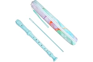 Hennaja Recorder Instrument for Beginner Kids Adults,8-Hole Soprano Descant Recorder Music Flute with Cleaning Rod & Case Bag For School Student Home Entertainment(2-Blue Green Splash-ink)