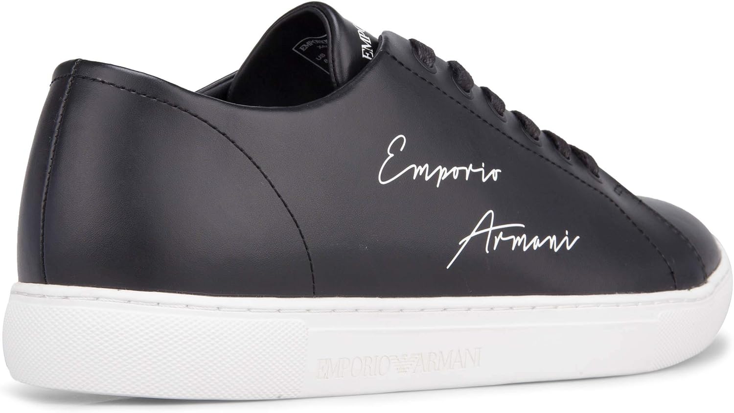 armani black leather trainers