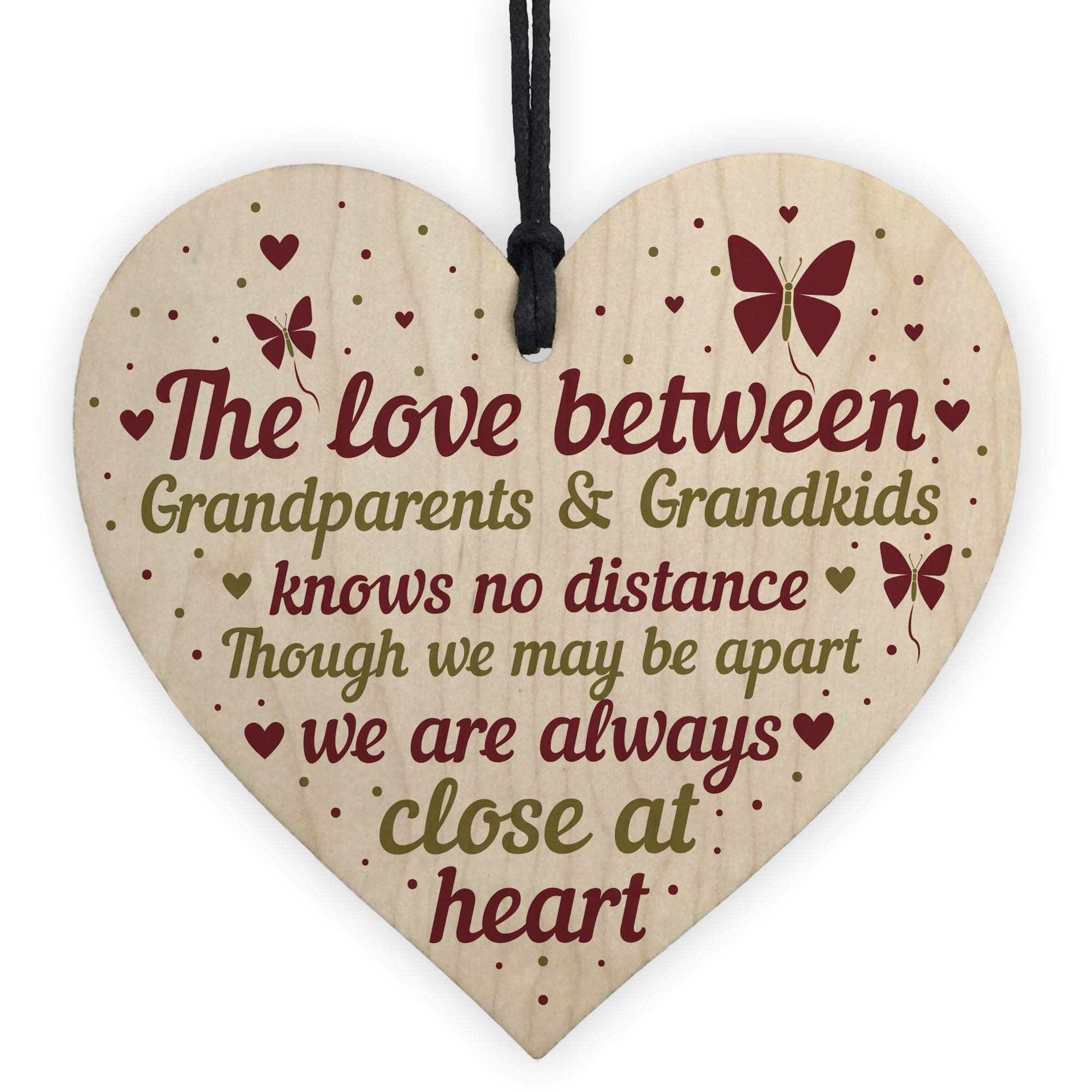 Red Ocean Nan And Grandad Gift Home Hanging Heart Plaque Grandparent Sign Grandma Grandpa Keepsake
