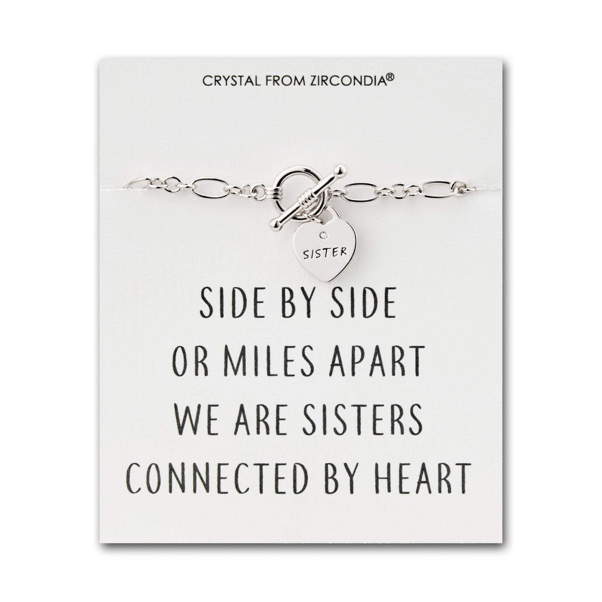 Philip Jones Sister Charm Bracelet with Quote Card Created with Zircondia® Crystals