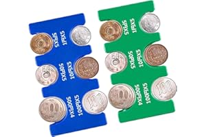Generic 2 Pcs Japanese Yen Coin Holder Hard Case Organizer and Storage for Coins Rectangle JPY Coin Organiser and Dispenser, Plastic Coin Sorter Wallet with 6 Slots (Blue, Green), Pinane-Holder-97