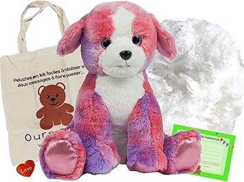 Ours To Do Un Ours Une Histoire Peluche Chien Colore De 40 Cm A Rembourrer Kit A Creer Sans Couture Realiser Soi Meme Sa Peluche Ultra Douce Yeux Paillettes Amazon Fr Jeux Et